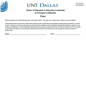 Master of Education in Educational Leadership Essay