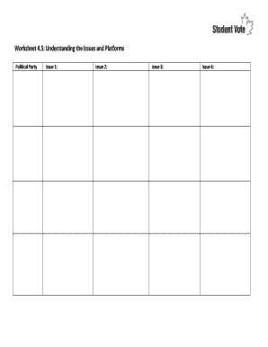 Worksheet 4.5: Understanding the Issues and Platforms