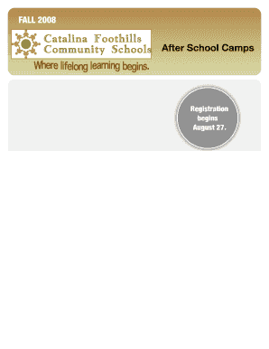After School Camps Registration Form