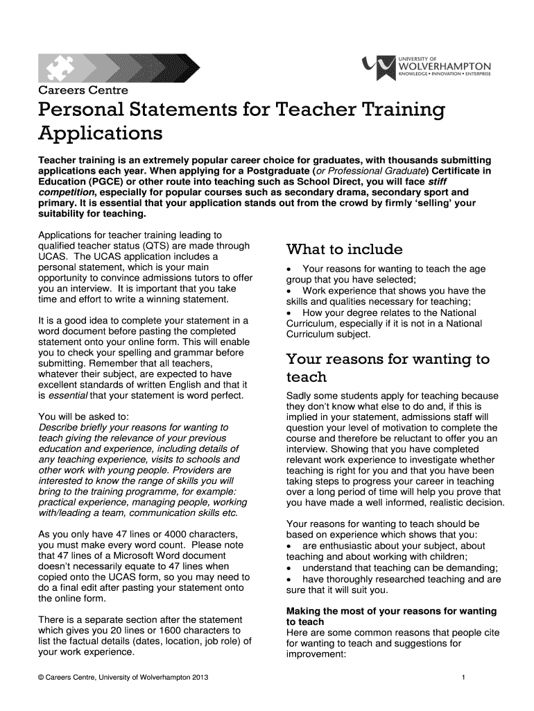 personal statements for teacher training