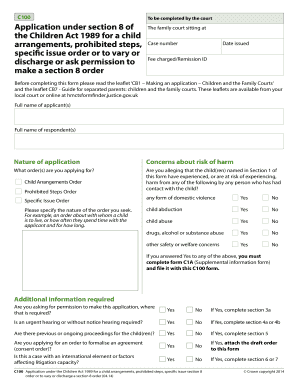 C100 Application for Child Arrangements Order