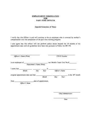 Employment Verification for Part-Time Officer