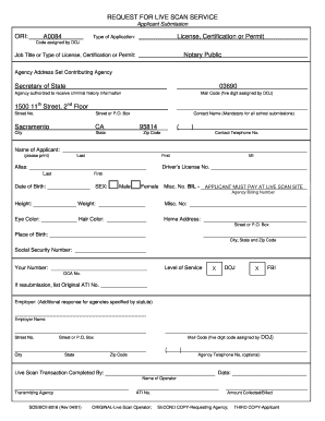Request for Live Scan Service
