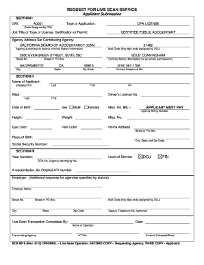 California Live Scan Service Request Form