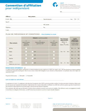 Convention d’affiliation pour indépendant