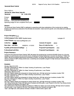 National Endowment for the Arts Application Form