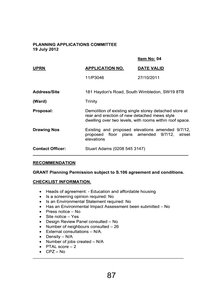 Fillable Online 181 Haydon39s Road South Wimbledon SW19 Fax Email Print