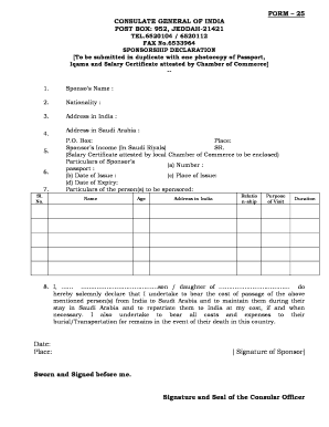 Sponsorship Declaration Form