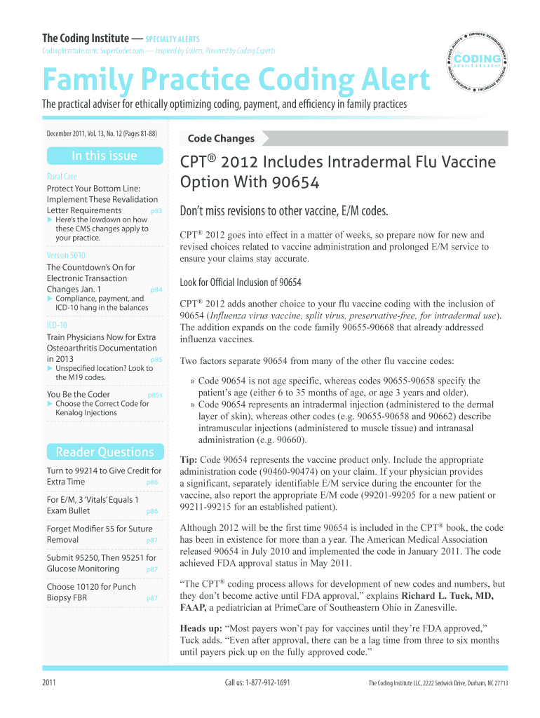 Fillable Online Family Practice Coding Alert - hcnewslettercom Fax ...