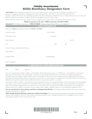 Fidelity 403(b) Beneficiary Designation Form
