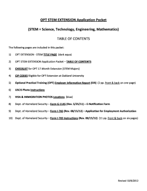 OPT STEM Extension Application Packet