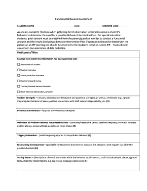 Functional Behavioral Assessment Form