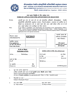 Work attendance sheet - Application form and attendance sheet - CEERI Pilani