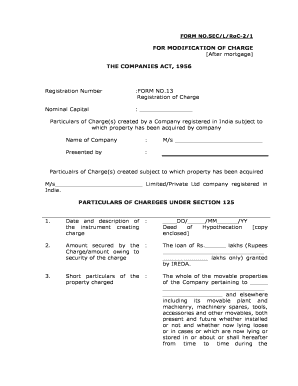 Indian Charge Modification Form