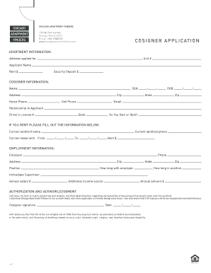 Chicago Apartment Finders Cosigner Application