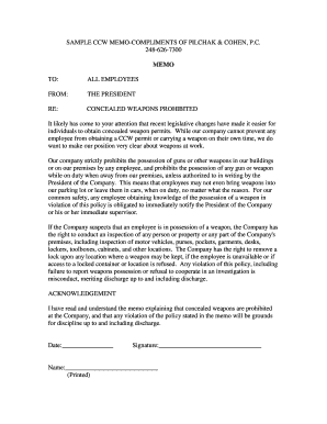 Concealed Weapons Prohibition Policy