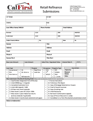 Retail Refinance Loan Submission Form