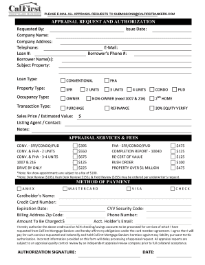 Appraisal Request and Authorization Form