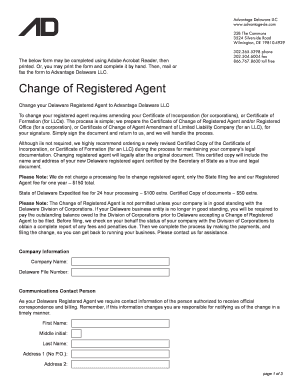 Change of Registered Agent Form