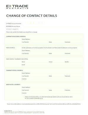 Change of Contact Details Form