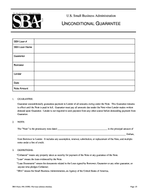 SBA Unconditional Guarantee Form
