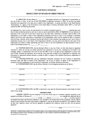 SBA Loan Authorization Resolution