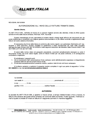 AUTORIZZAZIONE ALL’ INVIO DELLE FATTURE TRAMITE EMAIL