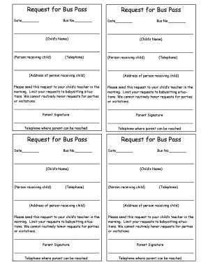 Request for Bus Pass