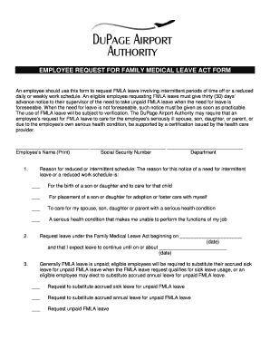 Employee Request for Family Medical Leave Act Form