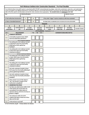 DoD Minimum Antiterrorism Construction Standards Checklist