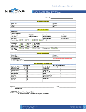 Nexcap Home Loans Doc Order Request Form