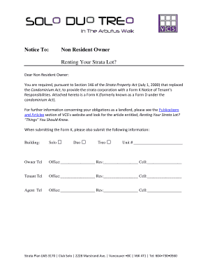 Notice of Tenant's Responsibilities