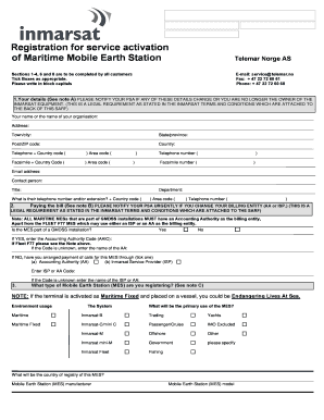 Maritime Mobile Earth Station Registration Form