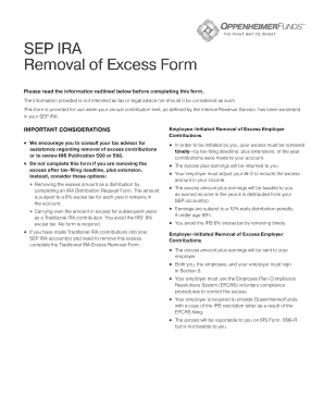 SEP IRA Removal of Excess Form