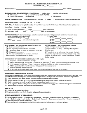 Diabetes Mellitus Medical Management Plan