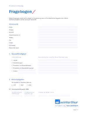 Kreditversicherung Fragebogen