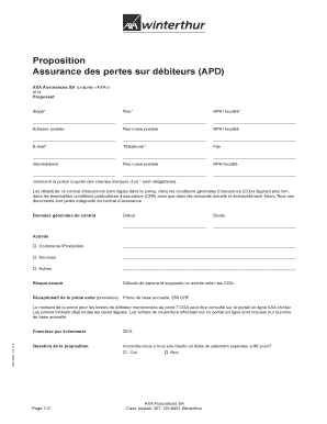 Proposition Assurance des pertes sur débiteurs (APD)