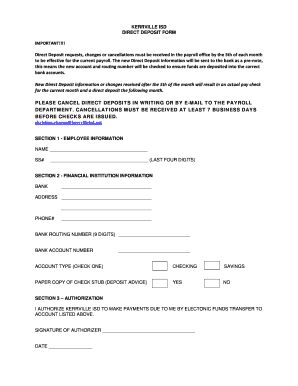 Kerrville ISD Direct Deposit Form
