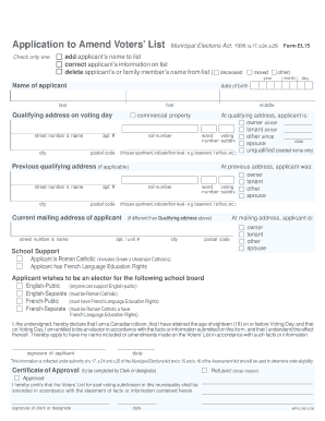Voter Registration Amendment Form
