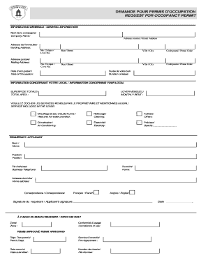 Request for Occupancy Permit