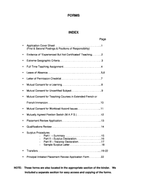 Application Cover Sheet for Teaching Postings