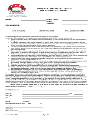 Lien Waiver and Release Form