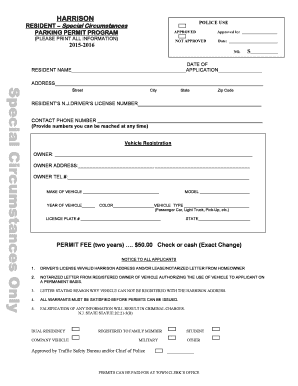 Harrison Resident Special Circumstances Parking Permit