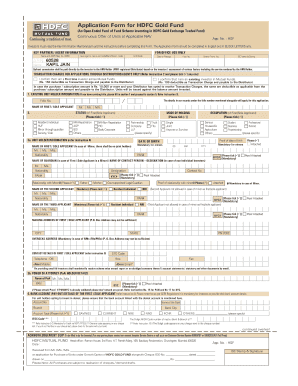 HDFC Gold Fund Application Form