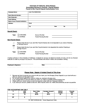 University of California Payroll Deposit Authorization Form