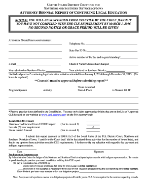 Attorney Biennial Report of Continuing Legal Education