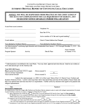 Attorney Biennial Report of Continuing Legal Education