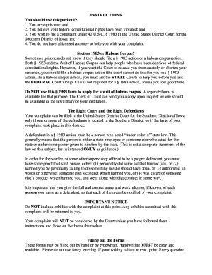 Section 1983 Prisoner Complaint Form