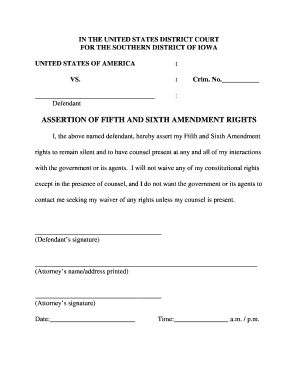 Assertion of Fifth and Sixth Amendment Rights