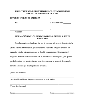 Afirmación de los derechos de la quinta y sexta enmienda